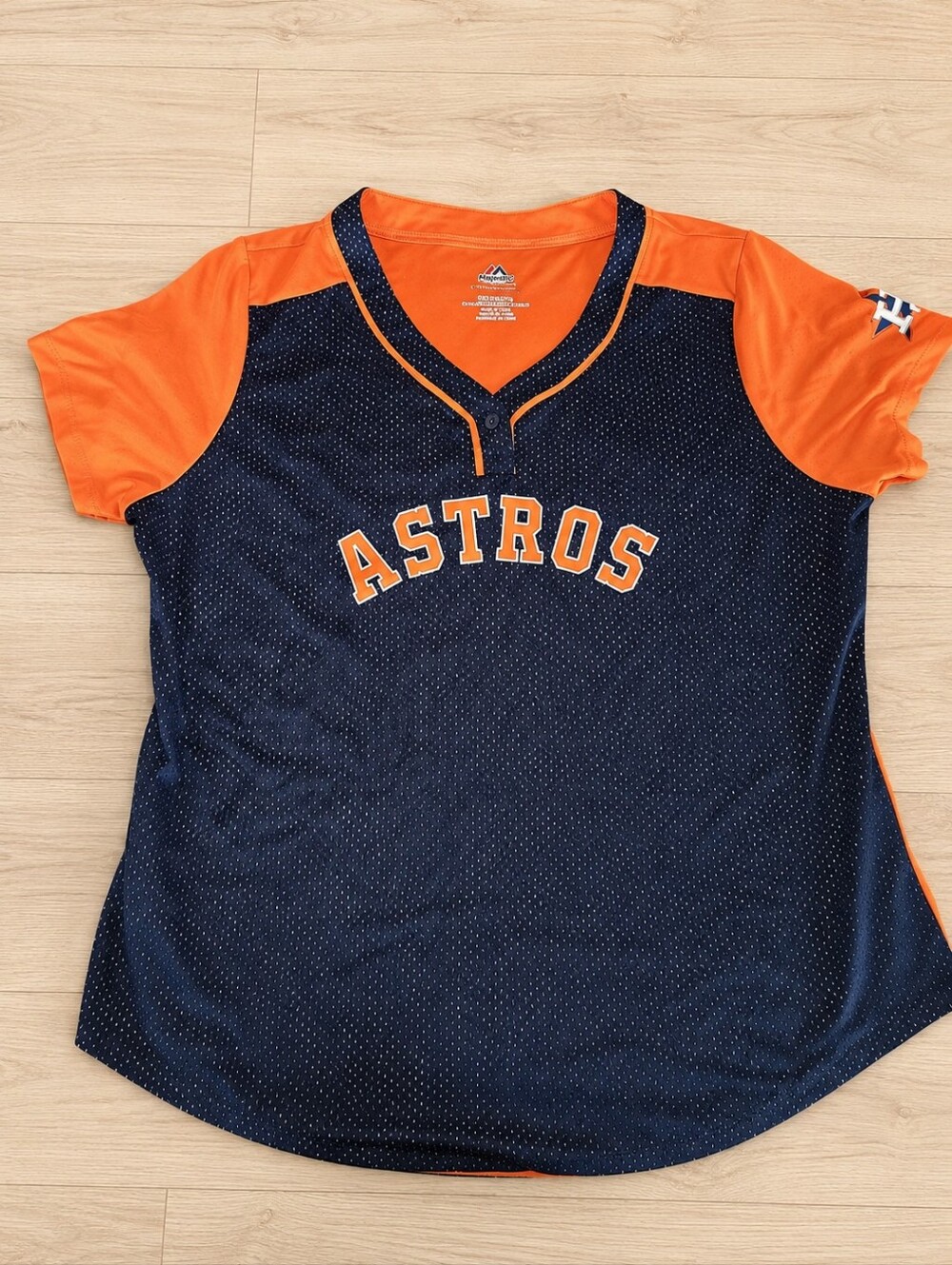 Majestic Houston Astros Womens XXL Mesh Jersey Navy Orange MLB Fan Fashion